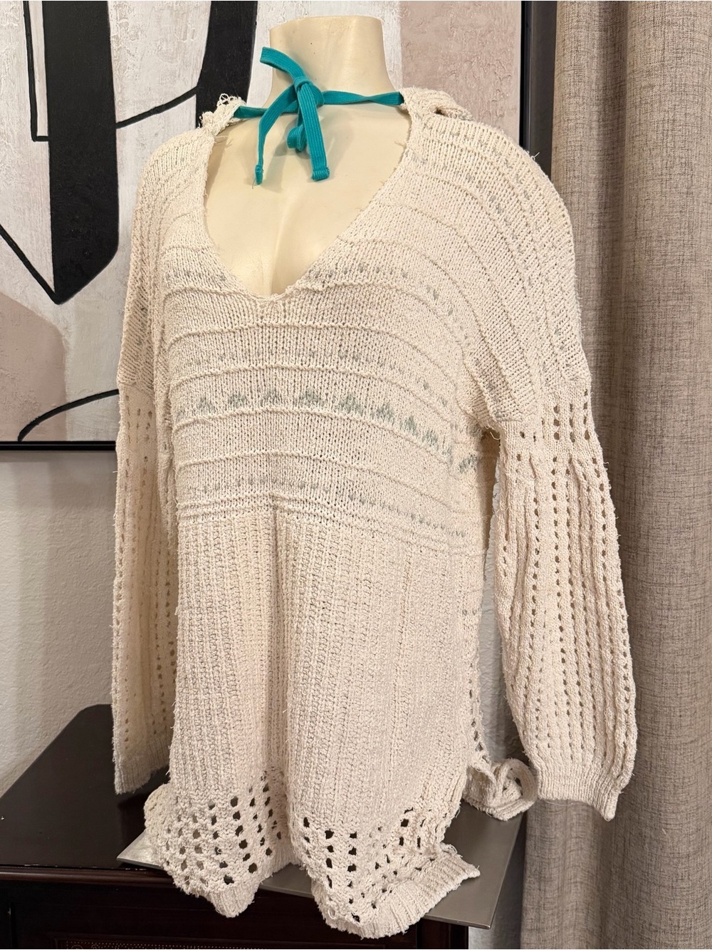 Free People “One that I Want” Hooded Crochet Knit Top
